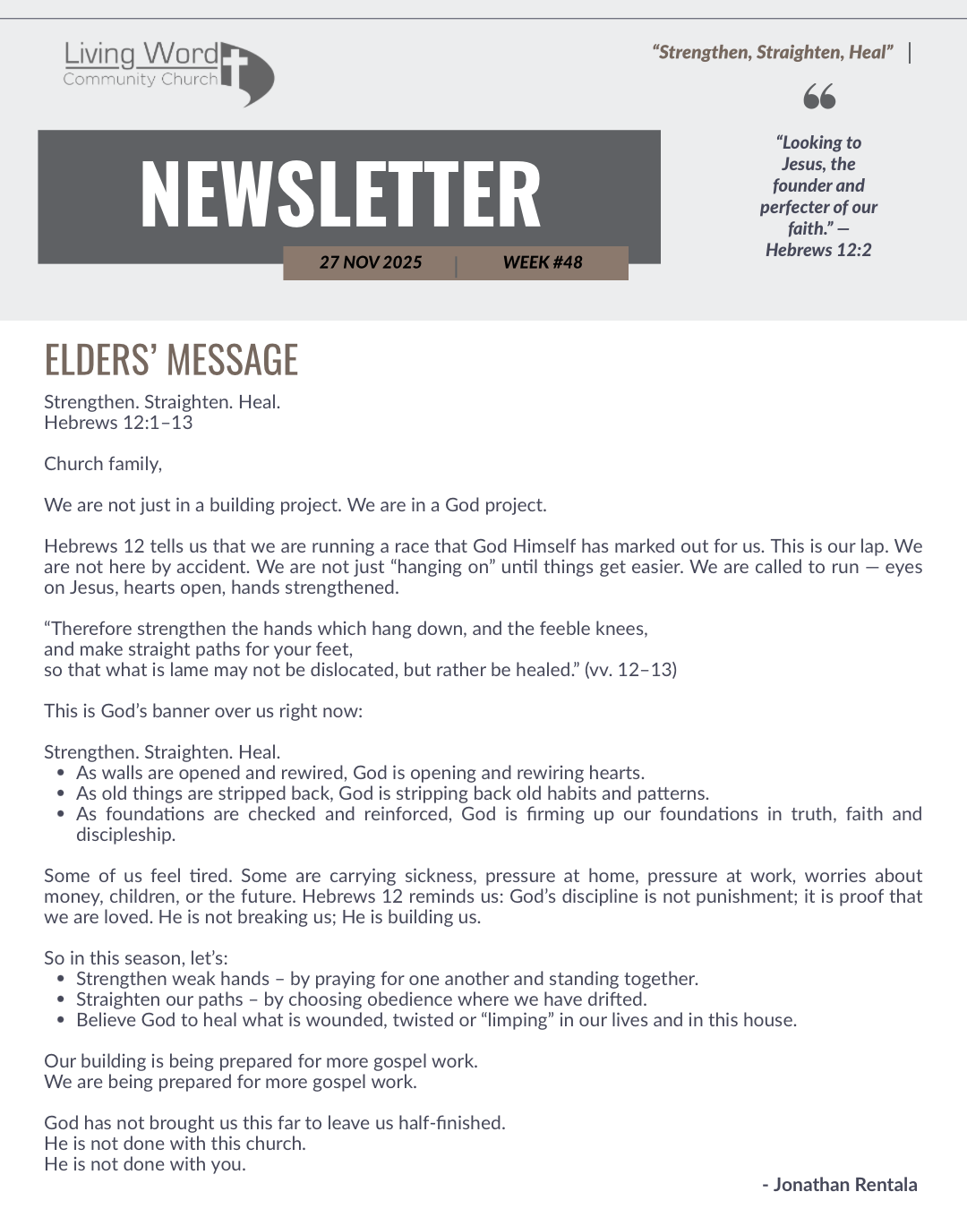 Week 48 Strengthen, Straighten