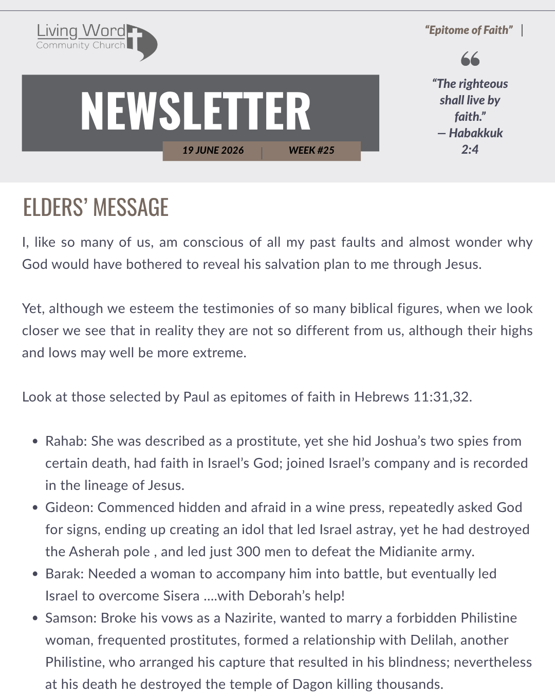 Week 25- Epitome of Faith1